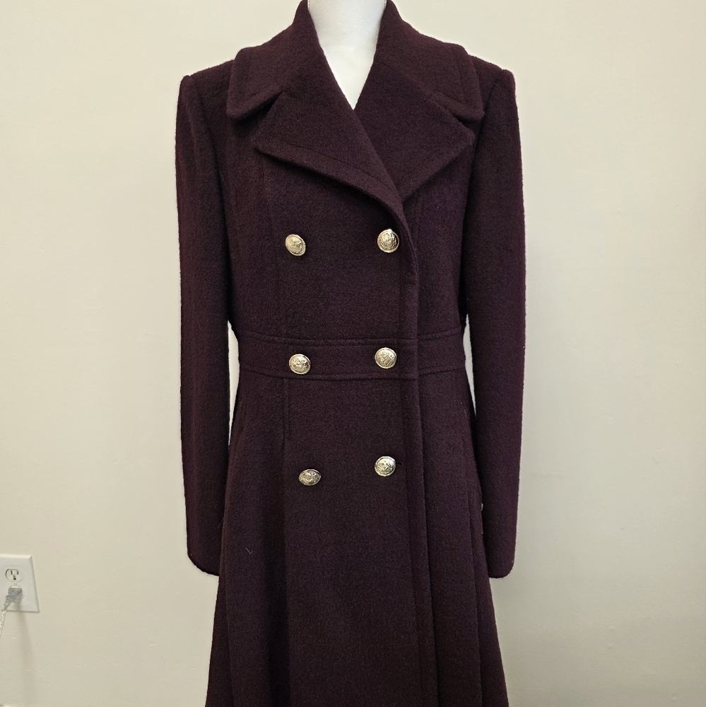 Elegant Double-Breasted Purple Coat